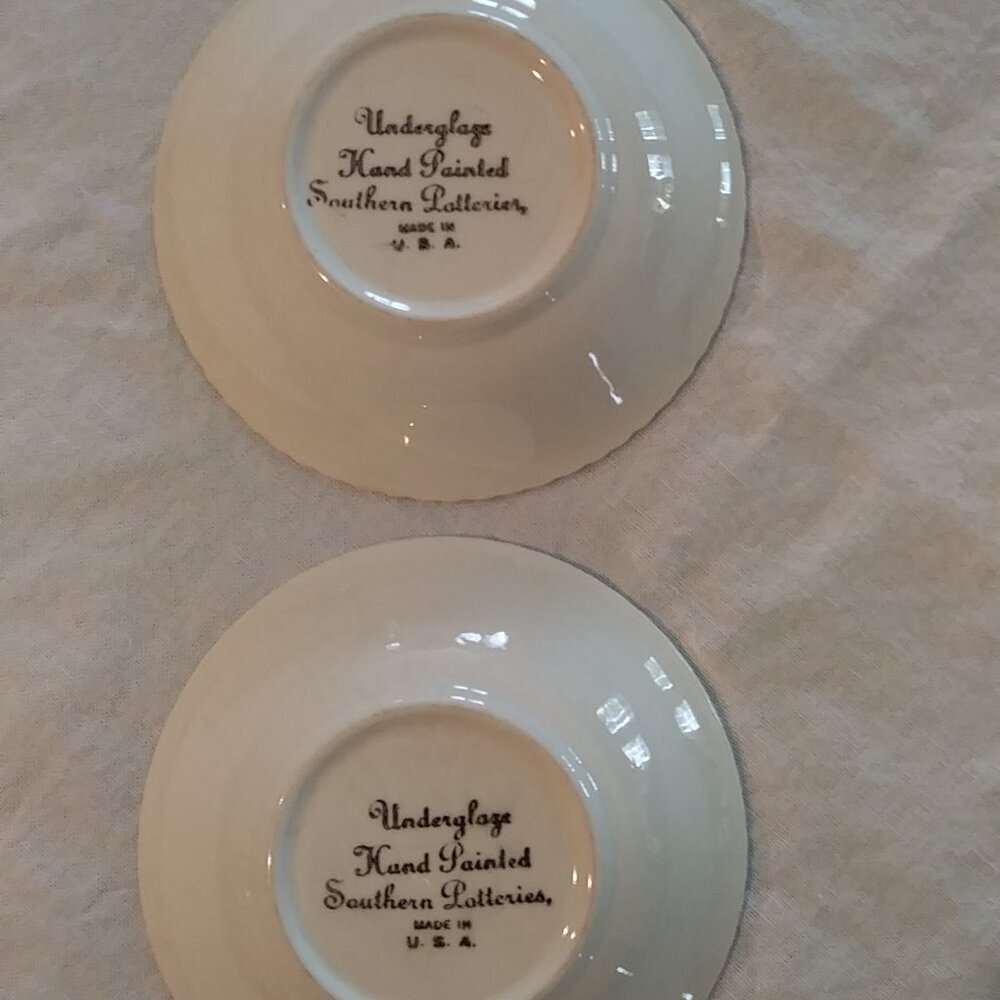 Vintage Hand Painted Blue Ridge Southern Potteries Berry/Fruit Bowls  - Set of 2 - Picture 7 of 7